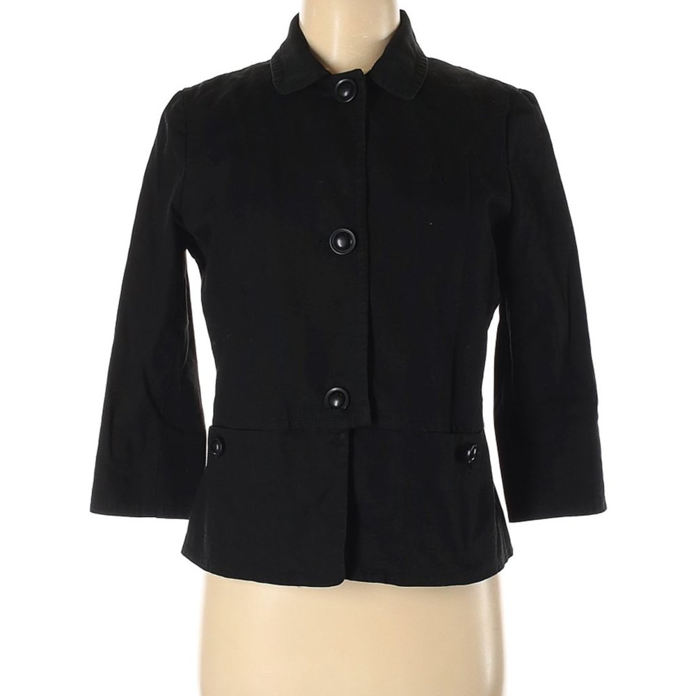 Talbot's Blazer Jacket Black Single Breasted 3 Button Sz 6P #565